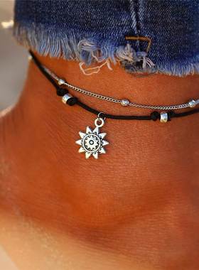 vintage anklets women hand catenary jewelry 海滩脚链女手链