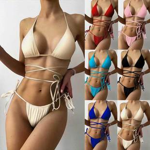Solid Bandage Swimsuit Micro Bikini Swimwear Beachwear Women