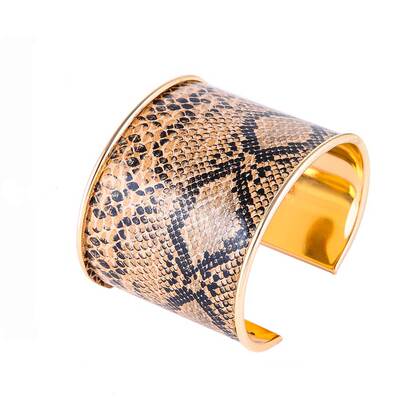 leather bracelet women hand catenary ins蛇纹皮革手镯夜店手环
