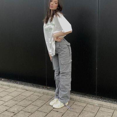 Vintage Cargo Pants Baggy Jeans Women Fashion 90s Streetwear