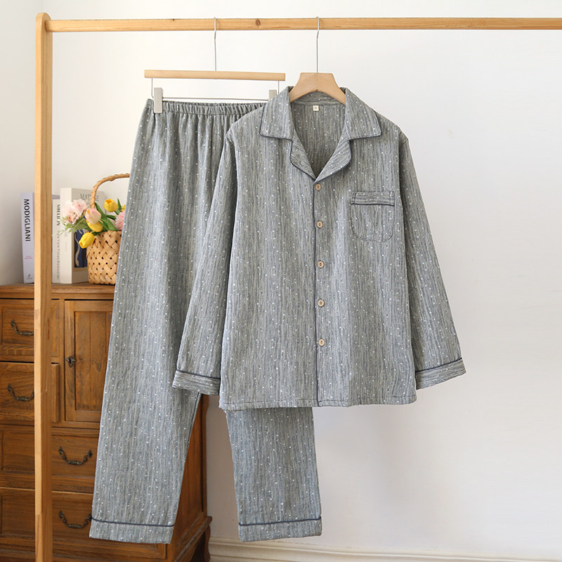 情侣男女色织睡衣套家居服薄款