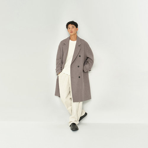 MODE COMMUTER | MC圈圈绵羊毛混纺挺括简约休闲平驳领长款大衣