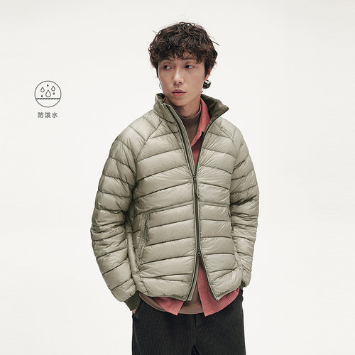 MODE COMMUTER | MC透视防泼水暗格纹复合梭织立领短款排骨羽绒服