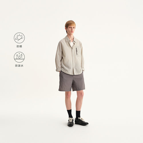 MODE COMMUTER| MC防晒暗格纹梭织防晒防泼水透湿透气阔腿型短裤