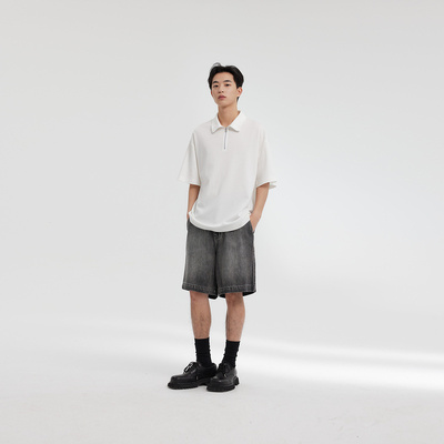 MODE COMMUTER | MC钻石格纹垂感休闲翻领格纹短袖POLO衫