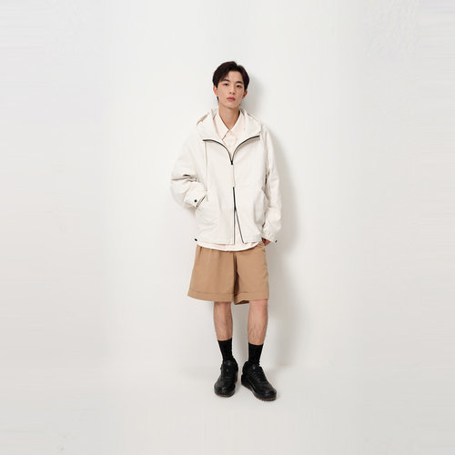 MODE COMMUTER| MC抗皱环保混纺简约撞色抽绳连帽夹克