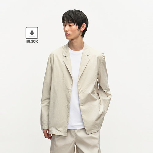 MODE COMMUTER| MC细格纹防泼水梭织轻薄干爽休闲平驳领单西