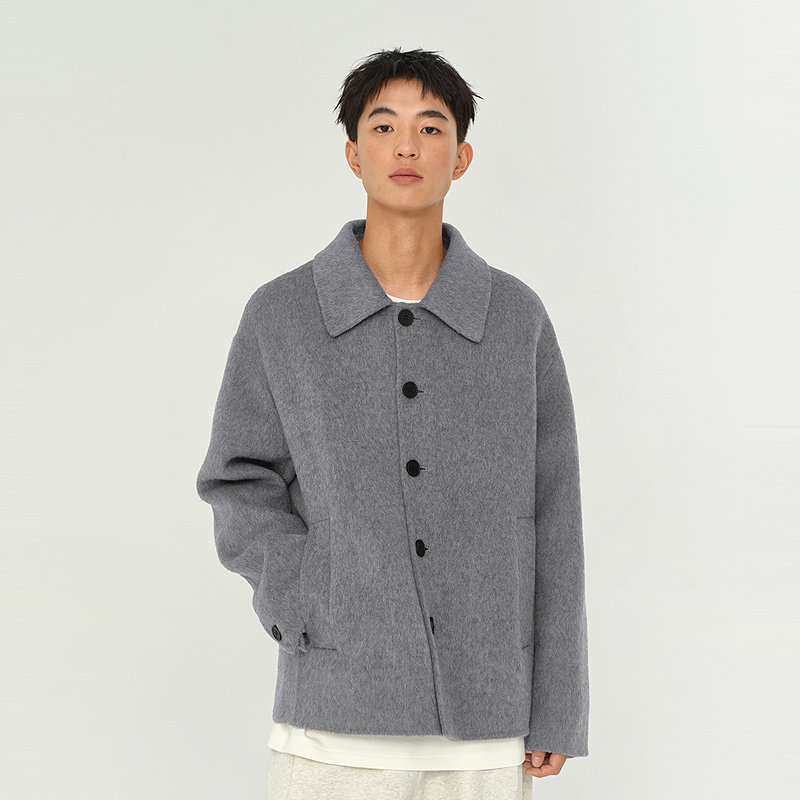 MODE COMMUTER | MC绵羊毛驼绒混纺光亮绒软经典翻领廓形开襟大衣