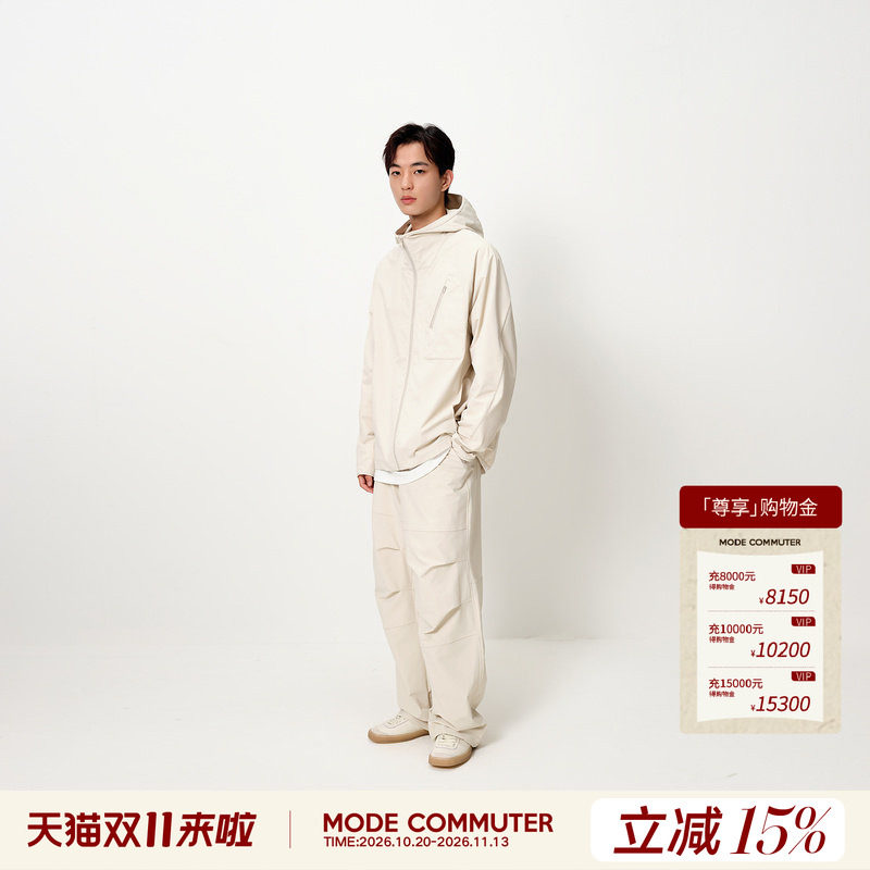 MODE COMMUTER| MC双面斜纹双面斜纹开襟连帽夹克