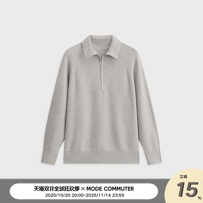 MODE COMMUTER | MC常规线条肌理针织挺括吸湿透气半开襟针织毛衫