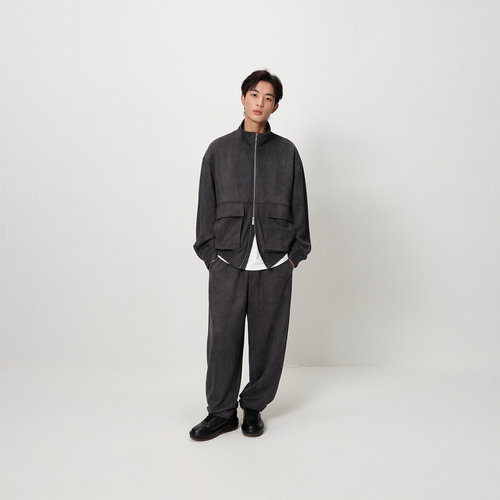 MODE COMMUTER| MC仿麂皮透气洗水针织开襟立领夹克