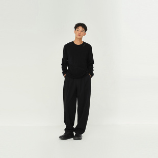 T恤 MC混纺螺纹针织抗皱舒适亲肤落肩圆领长袖 MODE COMMUTER