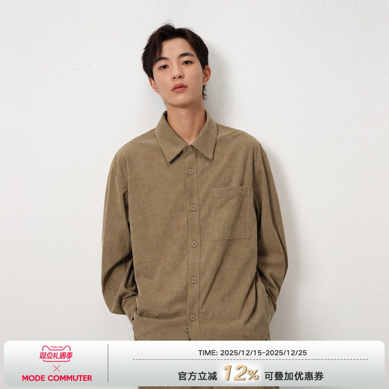 MODE COMMUTER| MC竖绒条灯芯绒休闲翻领长袖衬衫