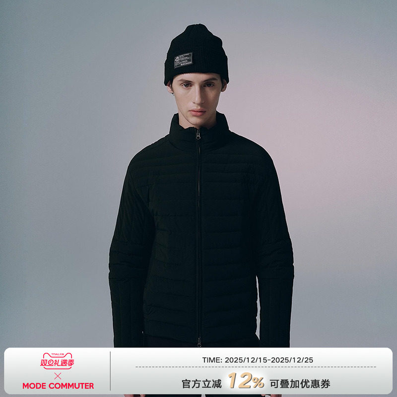 MODE COMMUTER | MC竖条纹四面弹梭织保暖舒适立领短款羽绒服