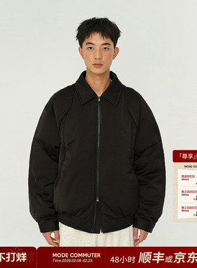 MODE COMMUTER | MC75D高密绒感缎面防水翻领短款设计感羽绒服