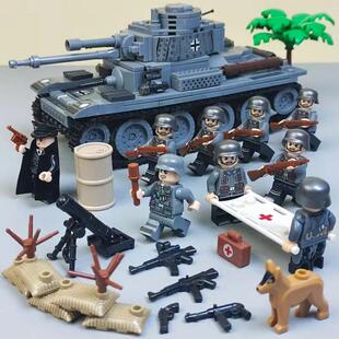 德国士兵积木人兼容乐高积木德国人仔虎式坦克苏联废墟士兵喀秋莎