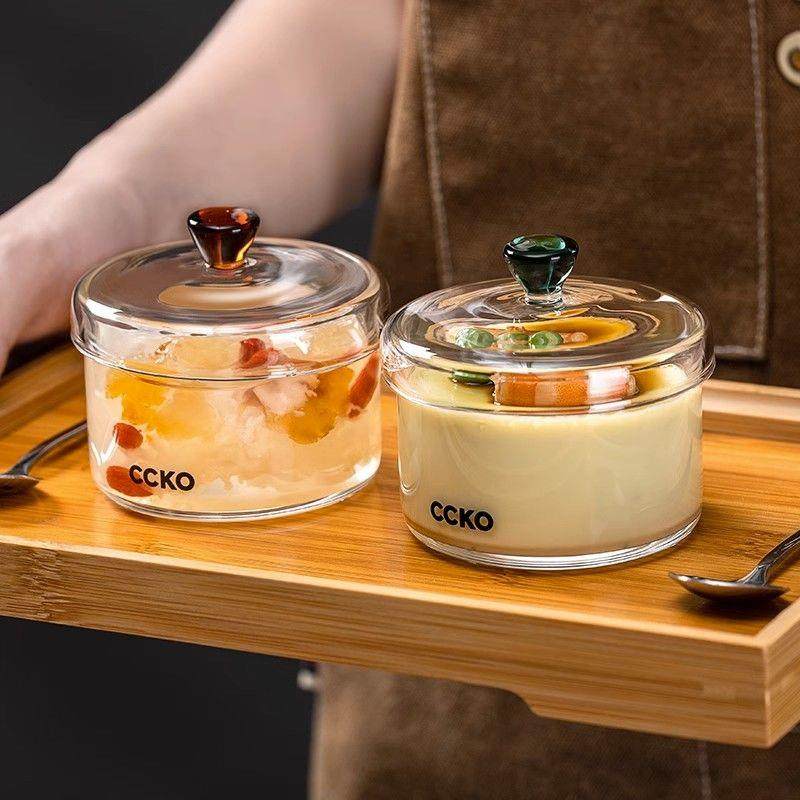 食用玻璃碗高硼硅玻璃小碗耐高温鸡蛋羹炖盅厨房隔水燕窝盅炖罐汤