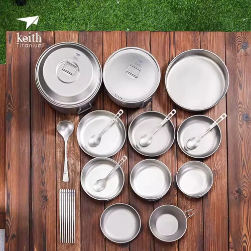 Кейт Кайсон Pure Titanium Outdoor Open Camp Dableware Portable Probing Atensil Set подходит для 4 человек с семейным кемпингом