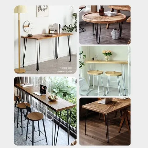 餐桌脚支架铁艺椅腿脚书桌脚桌腿实心桌子腿高脚DIY吧台脚办公桌