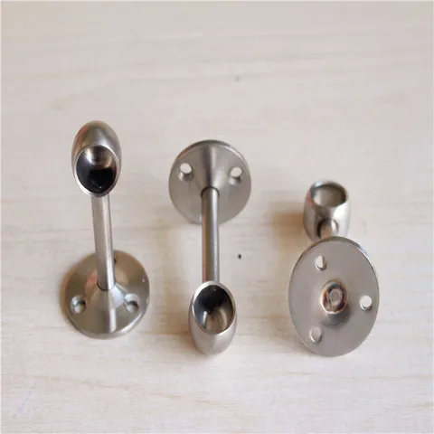 法兰座加厚16mm窗帘毛巾座实心挂衣杆管衣柜不锈钢圆头座圆管座