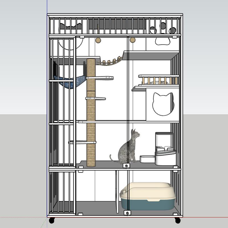 实木家用角落内嵌猫柜设计嵌入式阳台猫别墅定制尺寸异形猫窝猫房
