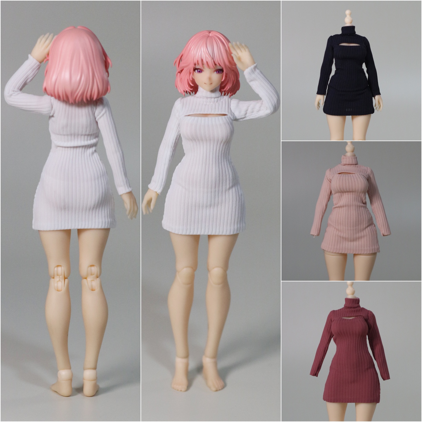 现货1/12女兵人机娘高领开胸螺纹连衣裙适配女神装置 阿巳2妖精体