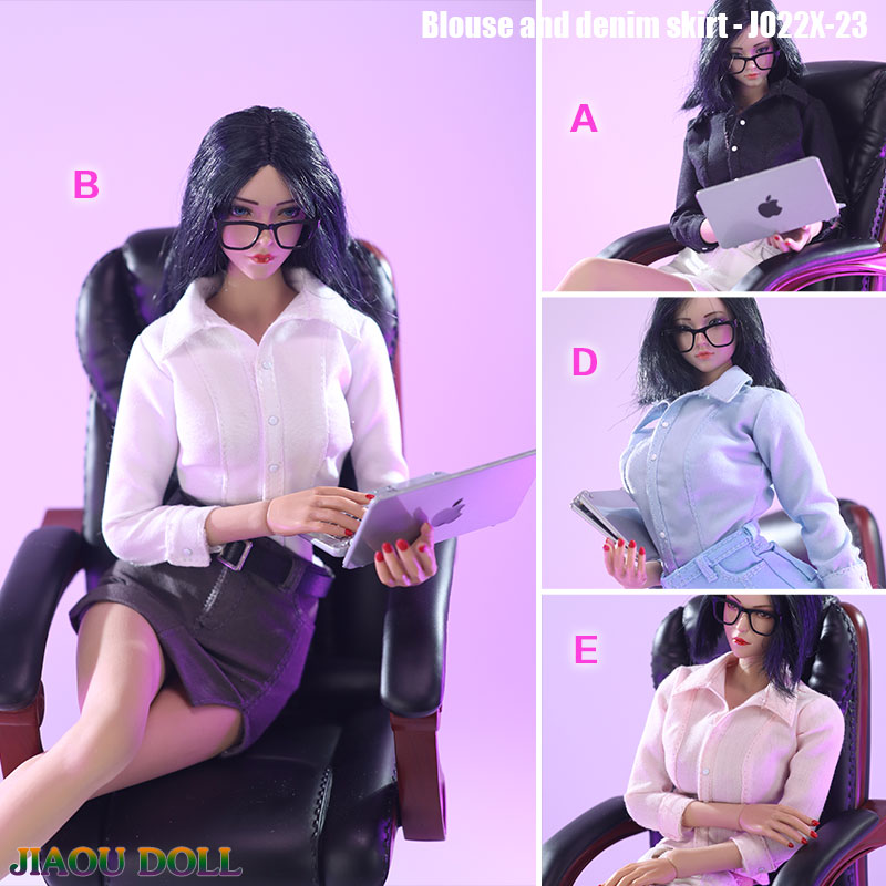 1/6比例 长袖衬衫短裙OL装女兵人衣服模型 12寸可动人偶 JO22X-23