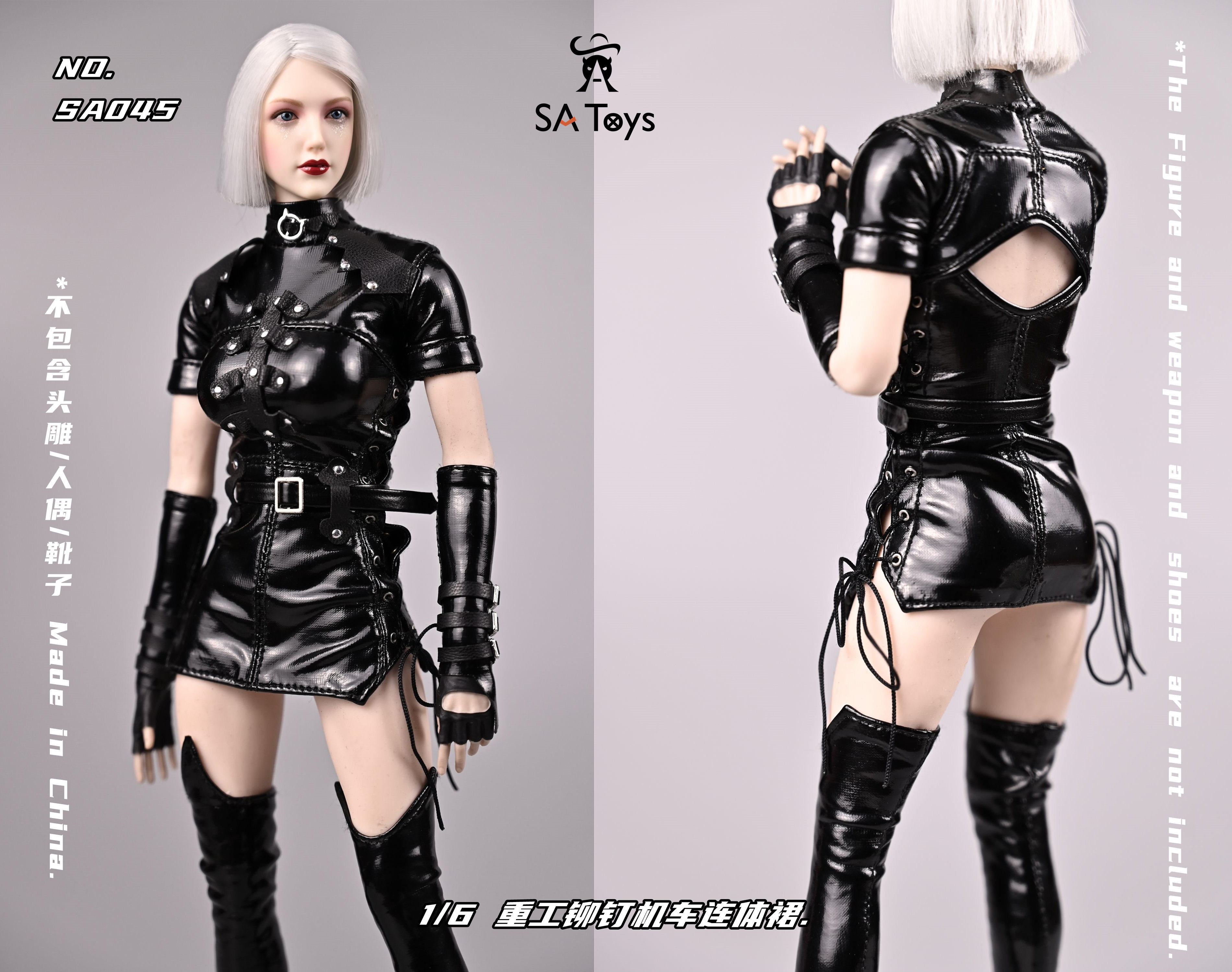 现货SA Toys SA045 1/6重工铆钉机车连体裙 不含头雕靴子女兵人偶