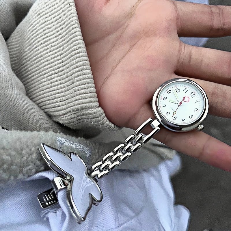 护士表胸表蝴蝶夹子款口袋便携时尚简约复古可爱少女学生考试怀表