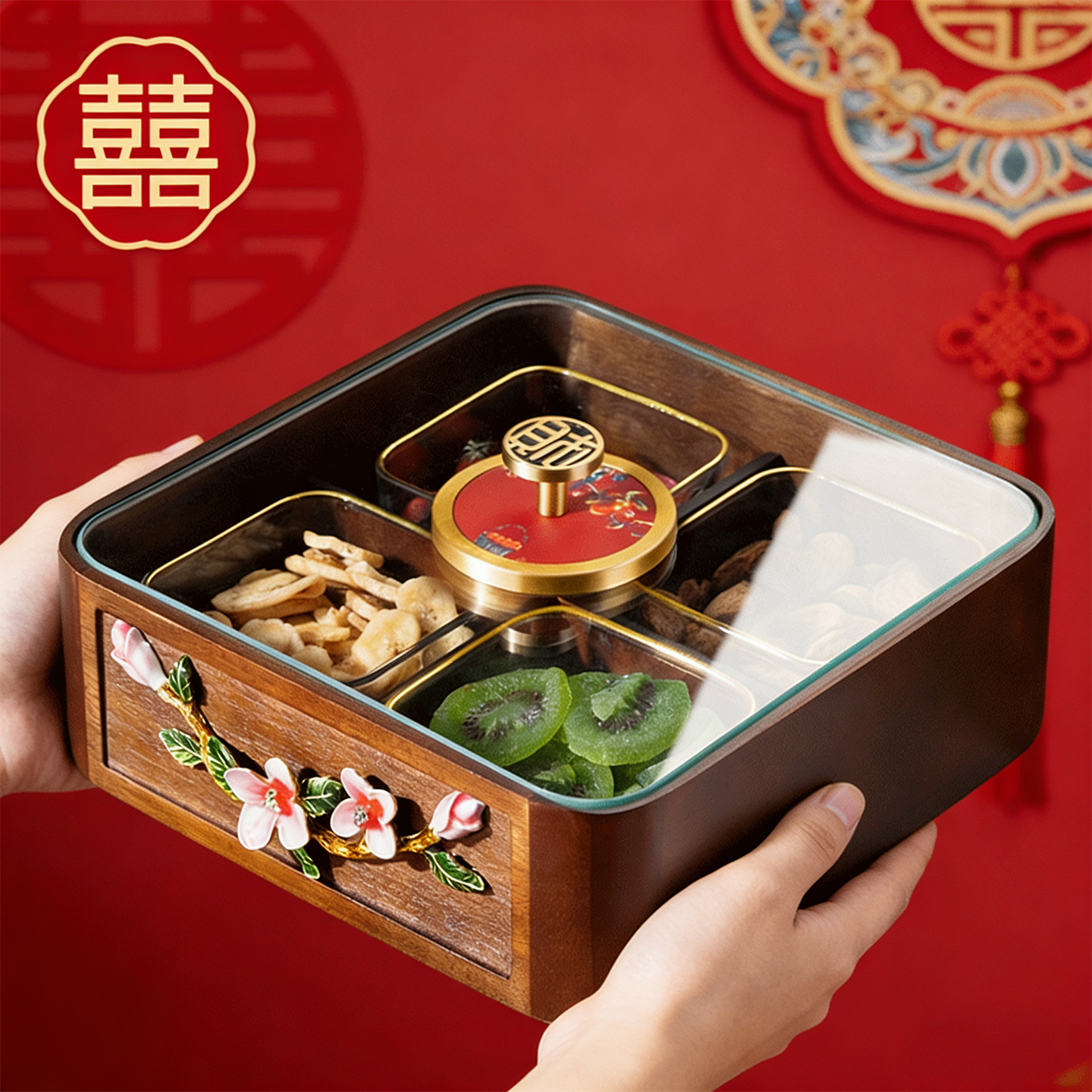 中式实木干果盒家用送礼乔迁