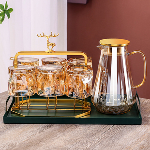 轻奢风水具套装家用客厅玻璃杯冷水壶喝水杯子高颜值家庭茶杯待客