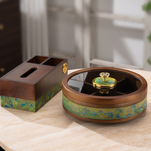 中式实木分格干果盒家用客厅果盘轻奢高档乔迁糖果瓜子收纳抽纸盒