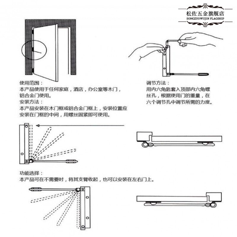 不锈钢简易闭门器  轻型家用自动关门器 顺位器顺序器 门用配件