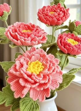 牡丹花钩织材料包手工花