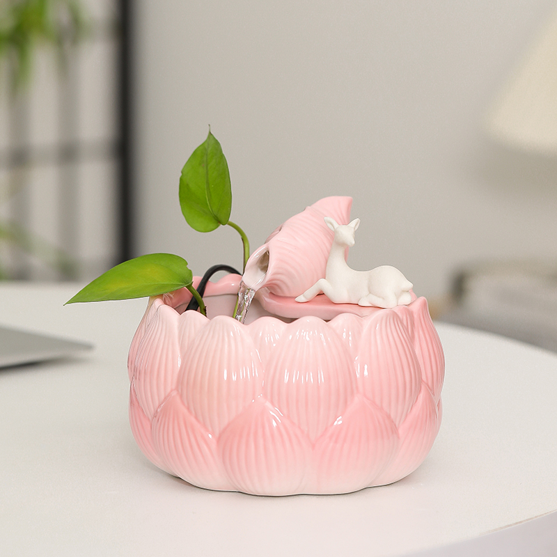 创意陶瓷鱼缸摆件循环水生财