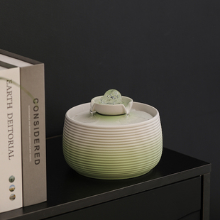 陶瓷茶台流水摆件循环水猫咪饮水器简约小型客厅玄关办公室装 饰品