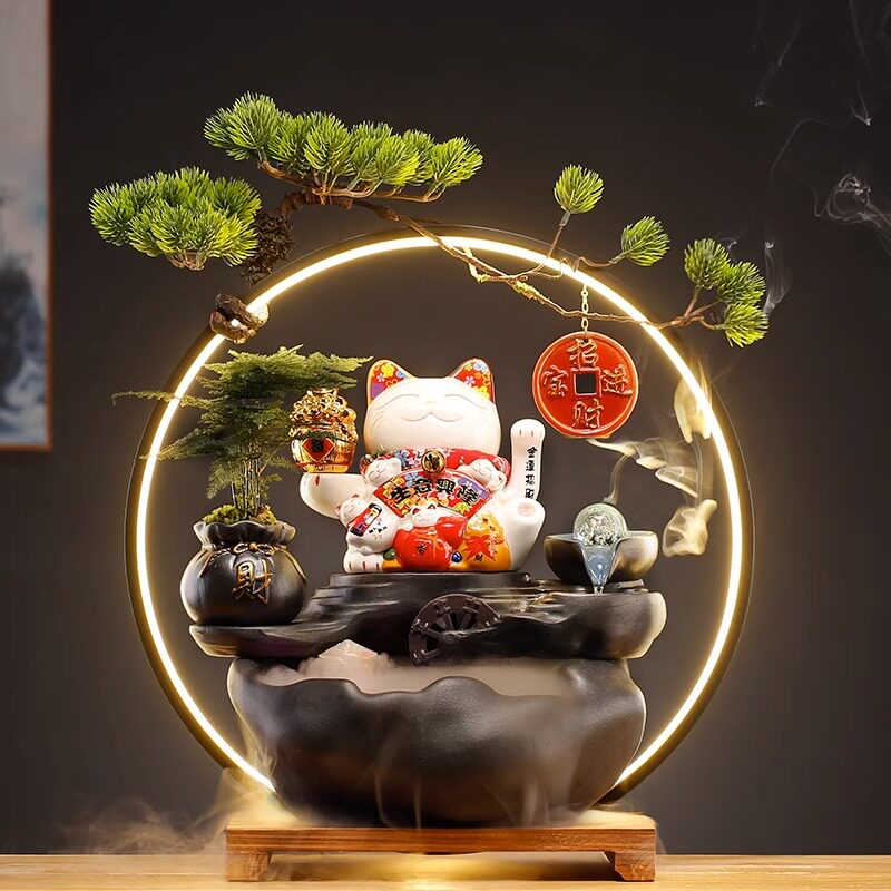 恒韵源招财猫送同款植物盆栽图片
