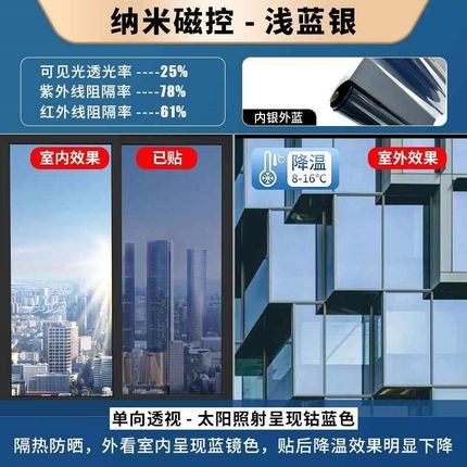 隔热膜窗户防晒玻璃贴膜厨房反光遮阳遮光门窗贴纸双面透光不透明
