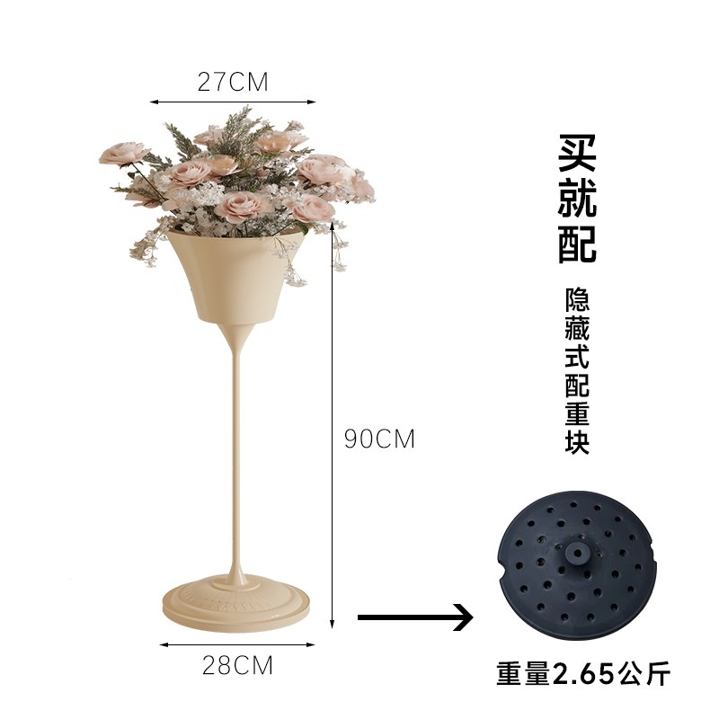 奶油风花架子客厅落地式电视柜沙发旁轻奢铁艺室内绿萝简约花盆架