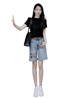 高腰大码牛仔短裤女2026新款爆款夏天薄款刺绣个性小个子五分裤女
