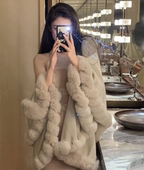 慵懒外披开衫 25春新 轻熟名媛风小贵妇毛毛皮草斗篷披肩 针织外套