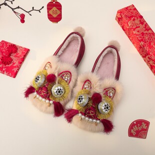 【朱樱棉鞋】手工虎头鞋女成人中式国风老北京布鞋纯手工虎头棉鞋