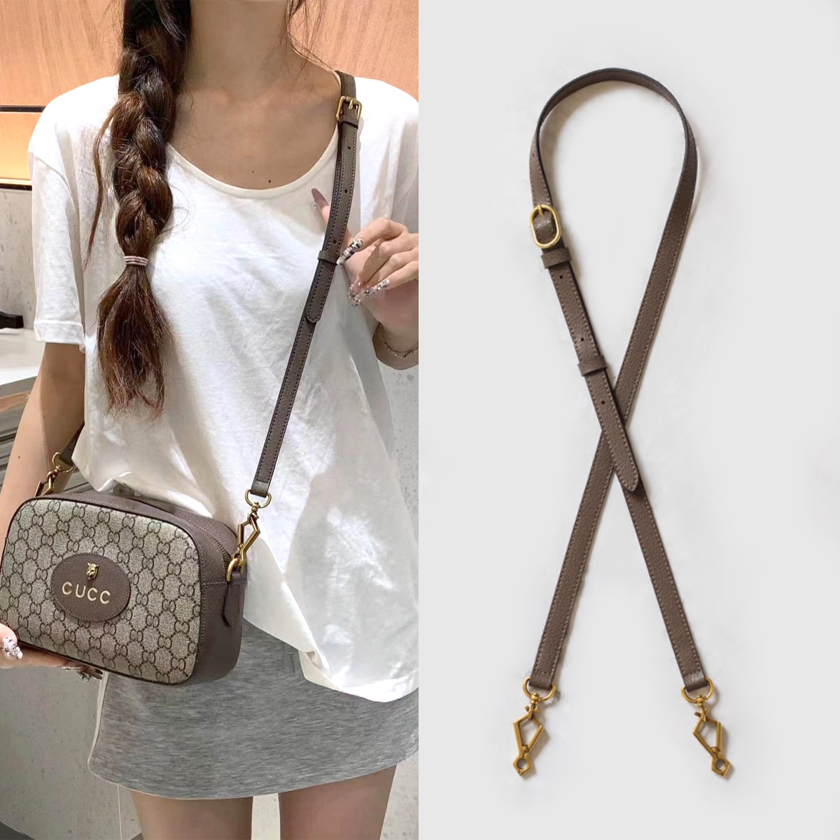 适用于gucci虎头相机包改造斜挎包带古驰Ophidia包包替换肩带配件