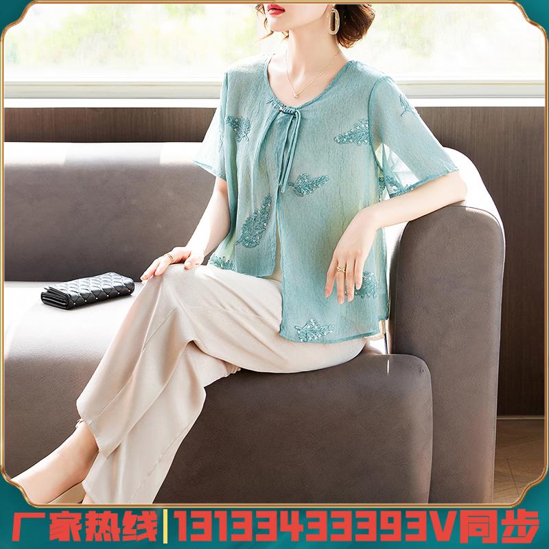 新中式妈妈夏装套装短袖