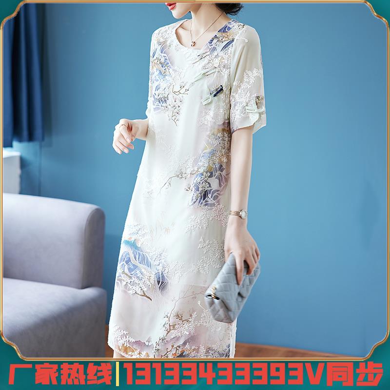中年女夏装旗袍改良版连