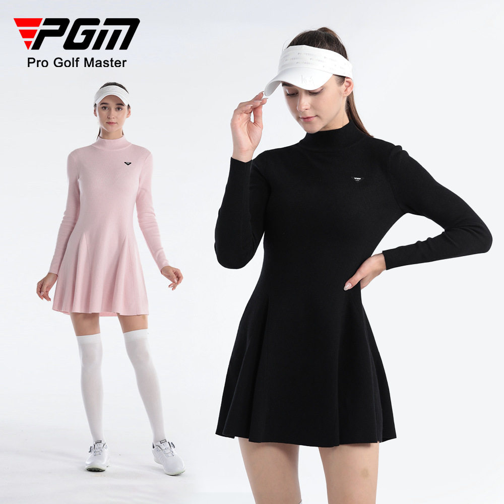 PGM女士绵羊毛圆领修身连衣裙