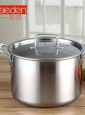 德国Daeden戴德不锈钢双耳汤锅连钢盖加厚带盖直身电磁炉燃气欧式