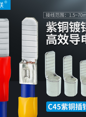 C45插针插片紫铜焊口接线端头断路器DZ47空气开关用冷压电线端子