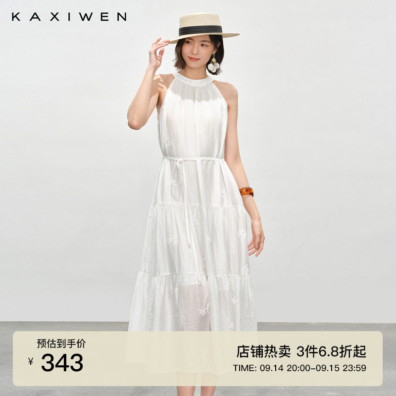 法式度假风吊带连衣裙图片