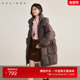 时尚 佧茜文立体感抽褶羽绒服2025冬季 新款 立领连帽保暖外套女